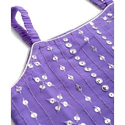 Babyhug Georgett Woven Sleeveless Sequinned Kurta Gharara Set With Dupatta - Purple