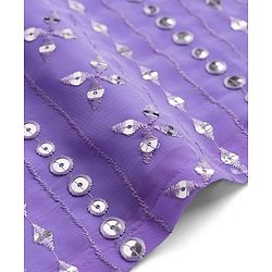 Babyhug Georgett Woven Sleeveless Sequinned Kurta Gharara Set With Dupatta - Purple
