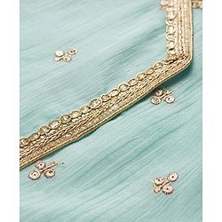 Babyhug Georgette Woven Sleeveless Embroidered & Sequinned Kurti Salwar with Dupatta - Sea Green