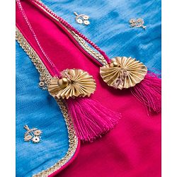 Babyhug Woven Three Fourth Sleeves Kurti Gharara Set with Embroidered & Sequinned Jacket - Dark Pink