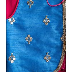 Babyhug Woven Three Fourth Sleeves Kurti Gharara Set with Embroidered & Sequinned Jacket - Dark Pink