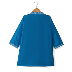 Babyhug Woven Full Sleeves Embroidered Kurta Pajama Set- Teal
