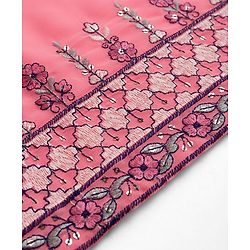 Babyhug Georgette Woven Three Fourth Sleeves Floral Embroidered Kurti Gharara Set with Dupatta - Pink