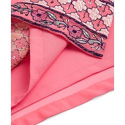 Babyhug Georgette Woven Three Fourth Sleeves Floral Embroidered Kurti Gharara Set with Dupatta - Pink