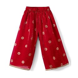 Babyhug Woven Sleeveless Embroidered & Sequinned Kurti Palazzo Set with Dupatta-  Red