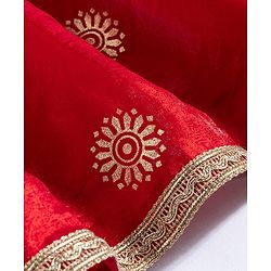 Babyhug Woven Sleeveless Embroidered & Sequinned Kurti Palazzo Set with Dupatta-  Red