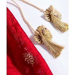 Babyhug Woven Sleeveless Embroidered & Sequinned Kurti Palazzo Set with Dupatta-  Red