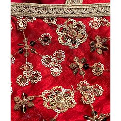 Babyhug Woven Sleeveless Embroidered & Sequinned Kurti Palazzo Set with Dupatta-  Red