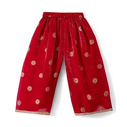 Babyhug Woven Sleeveless Embroidered & Sequinned Kurti Palazzo Set with Dupatta-  Red