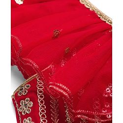 Babyhug Georgette Woven Short Sleeves Floral Embroidered & Sequinned Choli Lahenga Set with Dupatta - Red