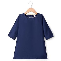 Babyhug Rayon Woven Three Fourth Sleeves Solid Colour Kurti Churidar Set with Floral Embroidered Jacket - Navy Blue