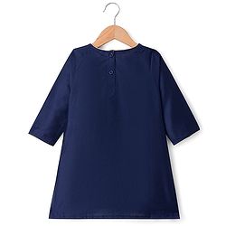 Babyhug Rayon Woven Three Fourth Sleeves Solid Colour Kurti Churidar Set with Floral Embroidered Jacket - Navy Blue
