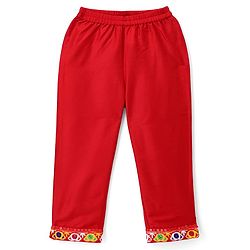 Babyhug Cotton Blend Woven Three Fourth Sleeves Floral Embroidered Kurti Palazo and Dupatta Set - Red