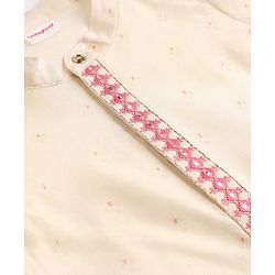 Babyhug Cotton Mix Woven Full Sleeves Foil Print Kurta & Dhoti Set - Off White