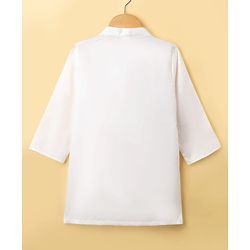 Babyhug Woven Full Sleeves Sequinned & Embroidered Neck Kurta - White