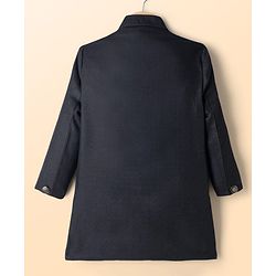 Babyhug Woven Full Sleeves Reindeer Embroidered Sherwani Set - Black
