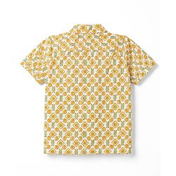 Babyhug 100% Cotton Cambric Woven Half Sleeves Floral Printed Shirt - Yellow