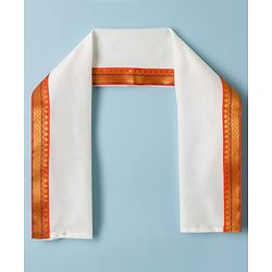 Babyhug Woven Full Sleeves Solid Colour Kurta Dhoti Mundu Set with Dupatta - Off White