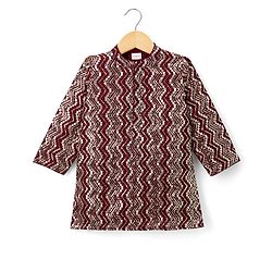 Babyhug Georgette Woven Full Sleeves Sequinned Chevron Designed  Kurta Pajama Set -  Maroon