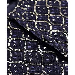 Babyhug Georgett Woven Full Sleeves Embroidered Kurta Pyjama Set With Sequin Detailing - Navy Blue