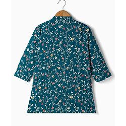Babyhug Georgette Woven Full Sleeves Floral Embroidered  Kurta Dhoti Set - Teal Blue