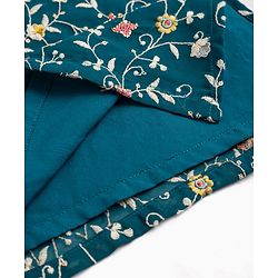 Babyhug Georgette Woven Full Sleeves Floral Embroidered  Kurta Dhoti Set - Teal Blue