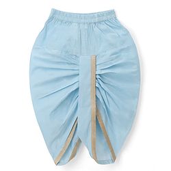 Babyhug Cotton Blend Woven Full Sleeves Boyssolid Dhoti Kurta Set With Embroidered Jacket - Light Blue