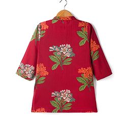 Babyhug 100% Cotton Woven Full Sleeves Floral Printed Kurta & Dhoti Set - Red