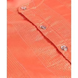 Babyhug Cotton Blend Woven Full Sleeves Dobby Dhoti Kurta Set With Zari Work - Orange