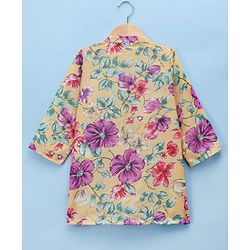 Babyhug Cambric Woven Full Sleeves Floral Printed Kurta & Dhoti Set - Yellow