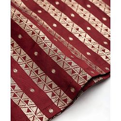 Babyhug Brocade Woven Full Sleeves Striped & Foil Printed Kurta & Dhoti Set - Maroon