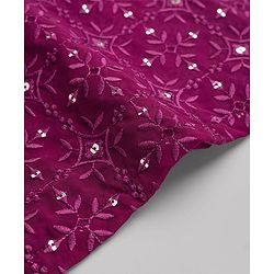 Babyhug Georgette Woven Full Sleeves Floral Embroidered & Sequinned Kurta Pajama Set - Wine