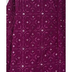 Babyhug Georgette Woven Full Sleeves Floral Embroidered & Sequinned Kurta Pajama Set - Wine