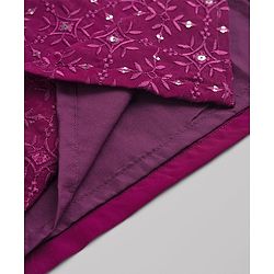 Babyhug Georgette Woven Full Sleeves Floral Embroidered & Sequinned Kurta Pajama Set - Wine