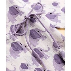 Babyhug 100% Cotton Cambric Woven Full Sleeves Kurta Dhoti Set with Elephant Print - White