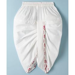 Babyhug 100% Cotton Cambric Woven Full Sleeves Floral Printed Kurta & Dhoti Set - White