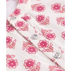 Babyhug 100% Cotton Cambric Woven Full Sleeves Floral Printed Kurta & Dhoti Set - White