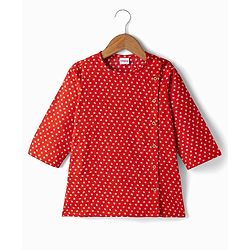 Babyhug 100% Cotton Cambric Woven Full Sleeves Jamna Kurta Dhoti Set - Red