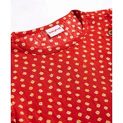 Babyhug 100% Cotton Cambric Woven Full Sleeves Jamna Kurta Dhoti Set - Red