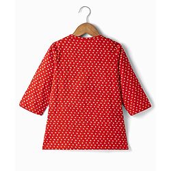 Babyhug 100% Cotton Cambric Woven Full Sleeves Jamna Kurta Dhoti Set - Red
