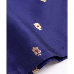 Babyhug Brocade Woven Full Sleeves Kurta Pajama Set with Floral Embroidery - Navy Blue