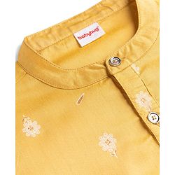 Babyhug Woven Full Sleeves Floral Embroidered Kurta Dhoti Set - Yellow