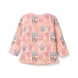 Babyhug Cotton Knit Full Sleeves Quilted Co-Ords T-Shirt & Pyjama Winter Wear Night Suit with Crown Print - Pink