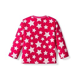 Babyhug Cotton Knit Full Sleeves Quilted Co-Ords T-Shirt & Pyjama Winter Wear Night Suit with Star Print - Red