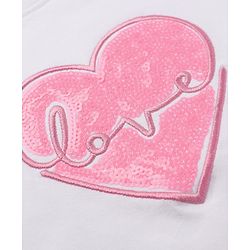 Babyhug 100% Cotton Knit T-Shirts with Full Peasant Sleeves and Love Heart Embroidery with Sequins - White
