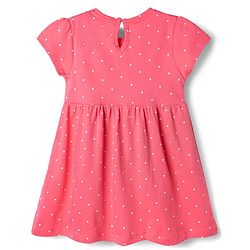 Babyhug Single Jersey Knit Half Sleeves Frocks With Polka Dot, Strawberry Print & Bow Applique Pack of 2 - Pink & Yellow
