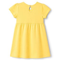 Babyhug Single Jersey Knit Half Sleeves Frocks With Polka Dot, Text Print & Bow Applique Pack of 2 - Pink & Yellow