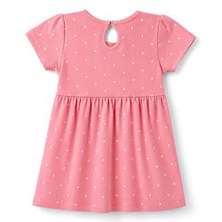 Babyhug Single Jersey Knit Half Sleeves Frocks With Polka Dot, Text Print & Bow Applique Pack of 2 - Pink & Yellow