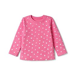 Babyhug Cotton Knit Full Sleeves Quilted Co-Ords T-Shirt & Pyjama Winter Wear Night Suit with Heart Print - Pink