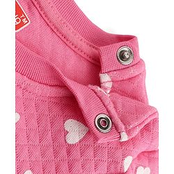 Babyhug Cotton Knit Full Sleeves Quilted Co-Ords T-Shirt & Pyjama Winter Wear Night Suit with Heart Print - Pink
